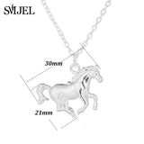 SMJEL Animal Horse Pendant Necklace Women Men Jewelry Cute Horse Shoe Hoof Necklaces Choker Collier Wholesale