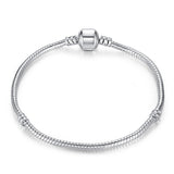 BAMOER 5 Style Silver Color LOVE Snake Chain Bracelet & Bangle 16CM-21CM Pulseras Lobster PA1104