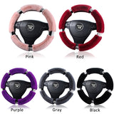 Karcle Fluffy Steering Wheel Cover with Bling Rhinestones Diamond Fur Furry Car Steering Covers Universal 38cm For Women Girl