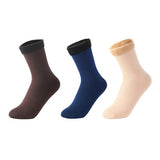 3 Pairs/Set Women's Winter Warm Socks Thicken Thermal Nylon Solid Color Socks Soft Snow Velvet Boots Floor Sleep Black Sock