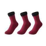 3 Pairs/Set Women's Winter Warm Socks Thicken Thermal Nylon Solid Color Socks Soft Snow Velvet Boots Floor Sleep Black Sock