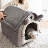 Dog House Kennel Soft Pet Bed Small Cat Tent Indoor Enclosed Warm Plush Sleeping Nest Basket with Removable Cushion Pet Supplies