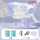 69/80 Holes Rocket Bubble Gun Machine Angel LED Kids Automatic Soap Bubbles Blower Maker Toys for Wedding Party Outdoor Games