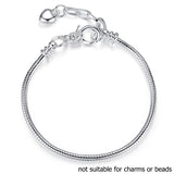 BAMOER 5 Style Silver Color LOVE Snake Chain Bracelet &amp; Bangle 16CM-21CM Pulseras Lobster PA1104