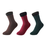 3 Pairs/Set Women's Winter Warm Socks Thicken Thermal Nylon Solid Color Socks Soft Snow Velvet Boots Floor Sleep Black Sock