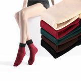 3 Pairs/Set Women's Winter Warm Socks Thicken Thermal Nylon Solid Color Socks Soft Snow Velvet Boots Floor Sleep Black Sock