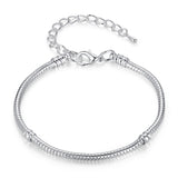 BAMOER 5 Style Silver Color LOVE Snake Chain Bracelet &amp; Bangle 16CM-21CM Pulseras Lobster PA1104