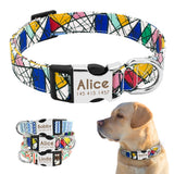 Nylon Dog Collar Personalized Pet Collar Engraved ID Tag Nameplate Reflective for Small Medium Large Dogs Pitbull Pug