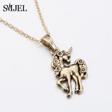SMJEL Animal Horse Pendant Necklace Women Men Jewelry Cute Horse Shoe Hoof Necklaces Choker Collier Wholesale