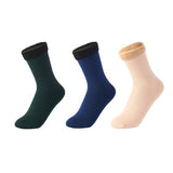 3 Pairs/Set Women's Winter Warm Socks Thicken Thermal Nylon Solid Color Socks Soft Snow Velvet Boots Floor Sleep Black Sock