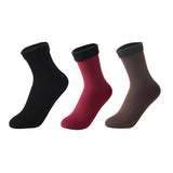 3 Pairs/Set Women's Winter Warm Socks Thicken Thermal Nylon Solid Color Socks Soft Snow Velvet Boots Floor Sleep Black Sock