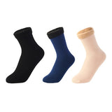 3 Pairs/Set Women's Winter Warm Socks Thicken Thermal Nylon Solid Color Socks Soft Snow Velvet Boots Floor Sleep Black Sock