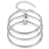 BAMOER 5 Style Silver Color LOVE Snake Chain Bracelet &amp; Bangle 16CM-21CM Pulseras Lobster PA1104
