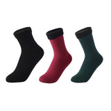 3 Pairs/Set Women's Winter Warm Socks Thicken Thermal Nylon Solid Color Socks Soft Snow Velvet Boots Floor Sleep Black Sock