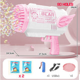 69/80 Holes Rocket Bubble Gun Machine Angel LED Kids Automatic Soap Bubbles Blower Maker Toys for Wedding Party Outdoor Games