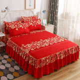 3 Pcs Elastic Fitted Sheet Pillow Cover Bed Linen Cotton Mattress Pillowcase 2 Seater Euro Bedding Set King Size Bedsheet Luxury