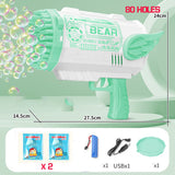 69/80 Holes Rocket Bubble Gun Machine Angel LED Kids Automatic Soap Bubbles Blower Maker Toys for Wedding Party Outdoor Games